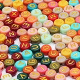 Mixed Letter Acrylic Beads Flat Round Alphabet Cube Spacer Beads