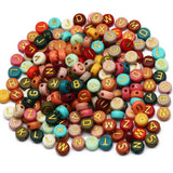 Mixed Letter Acrylic Beads Round Flat Loose Spacer Alphabet Beads