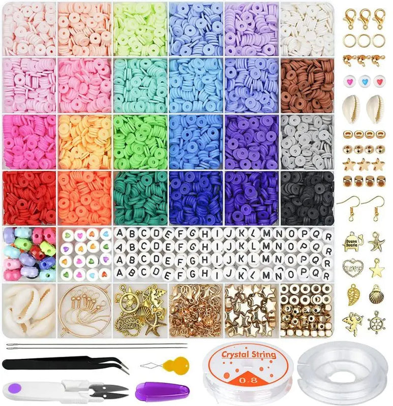 Polymer Clay Flat Beads Set 6MM DIY Jewelry Kit Clay Beads
