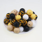 100Pcs Sunflower Print Round 15mm Silicone Beads Bulk Teething Pearls