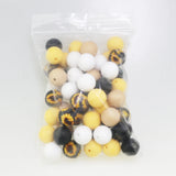 100Pcs Sunflower Print Round 15mm Silicone Beads Bulk Teething Pearls
