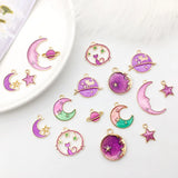 Moon Star Enamel Charms Jewelry Making DIY Accessaries