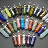 Natural Gemstone Hexagonal Crystal Pointed Chakra Jewelry Set