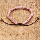 Rhodonite Beads Strand Bracelet Braided Wrap Friendship Couples Jewelry
