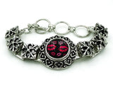 Mixed Pattern Button Zinc Alloy Buckle Clover Bracelet 17-20 cm
