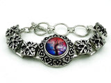 Mixed Pattern Button Zinc Alloy Buckle Clover Bracelet 17-20 cm