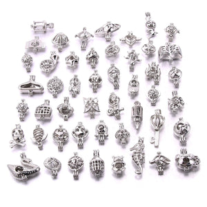 Mixed Pearl Cage Locket Necklaces Aroma Diffuser Charm Necklace