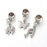 304 Stainless Steel European Large Hole Dangle Beads, Stainless Steel Color