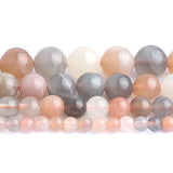 Mixed Stone Beads Natural Moon Sun Tourmaline Spacer Round DIY Bracelet