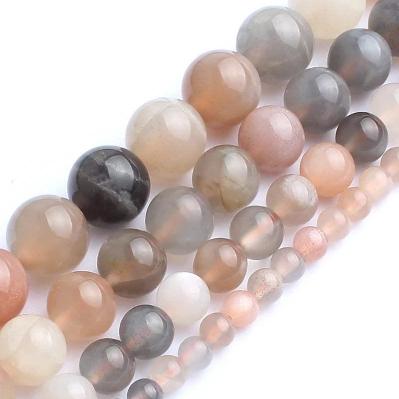 Mixed Stone Beads Natural Moon Sun Tourmaline Spacer Round DIY Bracelet
