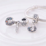 Mixed Stones Artist Palette Silver 925 Jewelry DIY For Charm Bracelets & Bangles