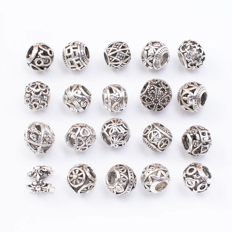 20pcs Tibetan Silver European Charms Beads for Bracelet Making