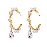 Flower Crystal Ear Clip Earrings Wedding Bridal Dangle