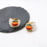 Mixed Sweet Colors Enamel Clip Earrings Exaggeration Glaze Ethnic Jewelry