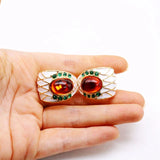 Mixed Sweet Colors Enamel Clip Earrings Exaggeration Glaze Ethnic Jewelry