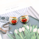 Mixed Sweet Colors Enamel Clip Earrings Exaggeration Glaze Ethnic Jewelry