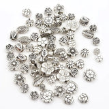 Tibetan Silver Flower Spacer Beads for Jewelry Making 50pcs