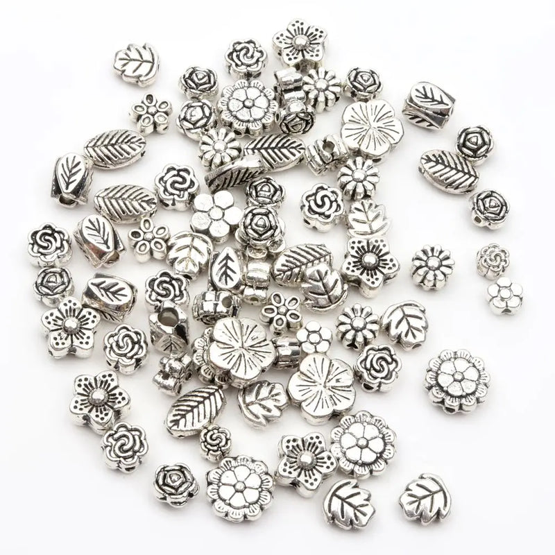 Tibetan Silver Flower Spacer Beads for Jewelry Making 50pcs
