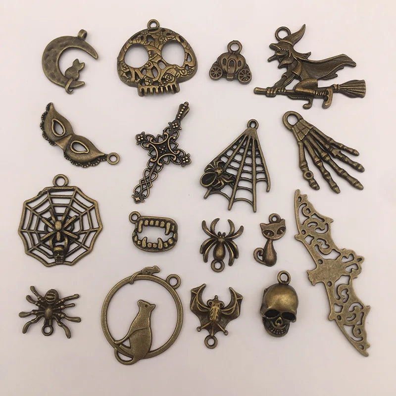 Vintage Alloy Bronze Halloween Charm Jewelry Making DIY Supplies