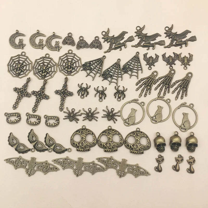 Vintage Alloy Bronze Halloween Charm Jewelry Making DIY Supplies