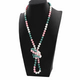 Mixed-Color Simulated Pearl Choker Necklace for Women Glass Pearls Chain 36in