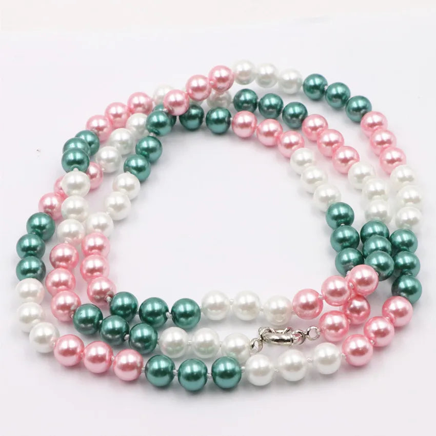 Mixed-Color Simulated Pearl Choker Necklace for Women Glass Pearls Chain 36in
