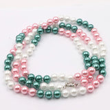 Mixed-Color Simulated Pearl Choker Necklace for Women Glass Pearls Chain 36in