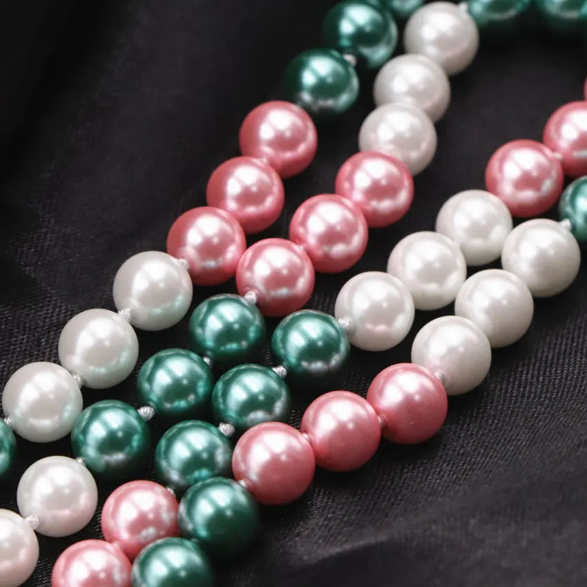 Mixed-Color Simulated Pearl Choker Necklace for Women Glass Pearls Chain 36in