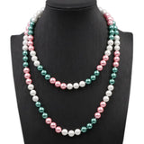 Mixed-Color Simulated Pearl Choker Necklace for Women Glass Pearls Chain 36in