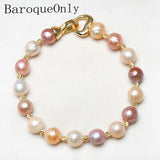 Mixed-Colour Baroque Natural Freshwater Pearl Necklace Bracelet Chain Set