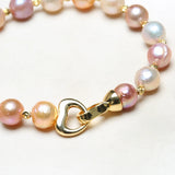 Mixed-Colour Baroque Natural Freshwater Pearl Necklace Bracelet Chain Set
