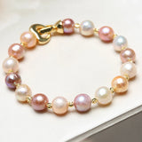 Mixed-Colour Baroque Natural Freshwater Pearl Necklace Bracelet Chain Set