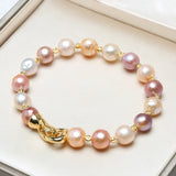 Mixed-Colour Baroque Natural Freshwater Pearl Necklace Bracelet Chain Set
