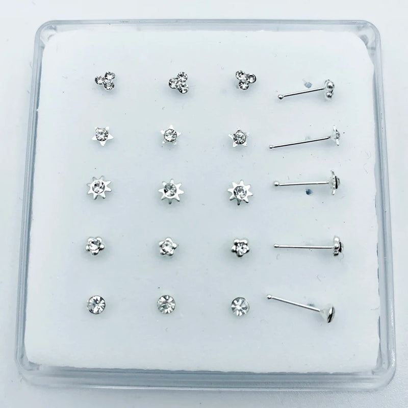 Mixed Nose Bone 925 Sterling Silver Nostril Stud Indian Nose Piercing Jewelry