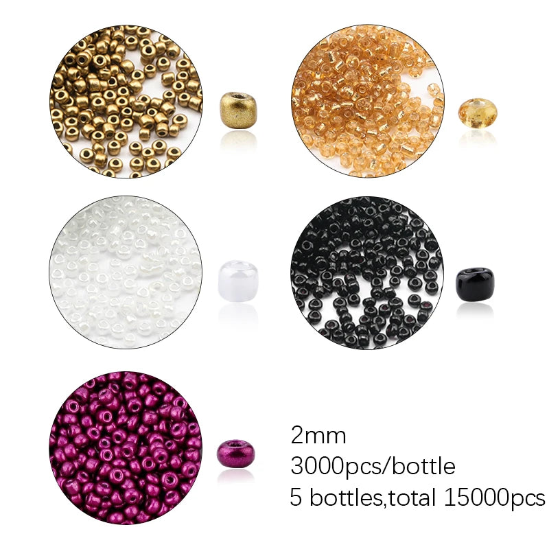 Mixed Shape Glass Beads Crystal Charms Loose Spacer Bicone Beads Seedbeads