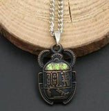 Egyptian Scarab Necklace Pendant with Chain Jewelry