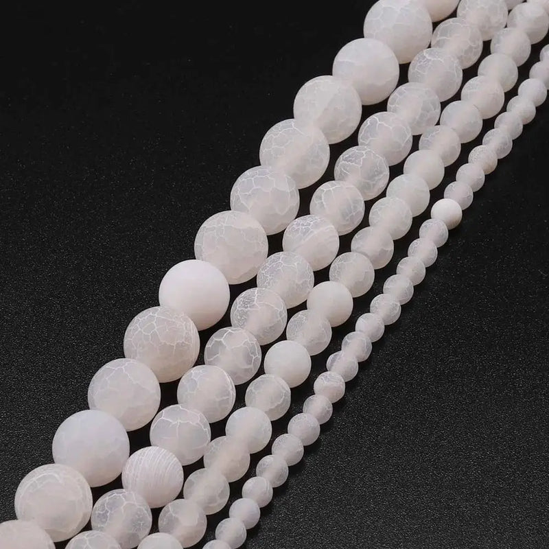 Natural Stone Frost Crab Agates Round Spacer Bead for Jewelry Making