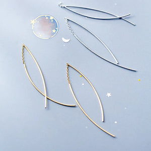 925 Silver Dangle Earrings Double Stick Chain Linked