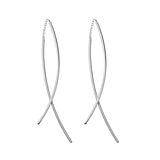 925 Silver Dangle Earrings Double Stick Chain Linked