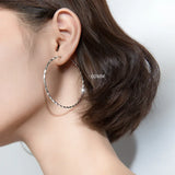 925 Silver Korea Exaggeration Circle Hoop Earrings Women