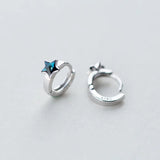 925 Silver Stars Crystal Stud Earrings Women