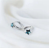 925 Silver Stars Crystal Stud Earrings Women