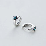 925 Silver Stars Crystal Stud Earrings Women