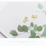 925 Silver Yellow Dragonfly Stud Earring for Women