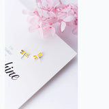 925 Silver Yellow Dragonfly Stud Earring for Women