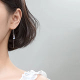 925 Solid Sterling Silver Water Drop Linked Earrings