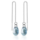 925 Solid Sterling Silver Water Drop Linked Earrings