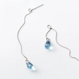 925 Solid Sterling Silver Water Drop Linked Earrings