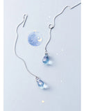 925 Solid Sterling Silver Water Drop Linked Earrings