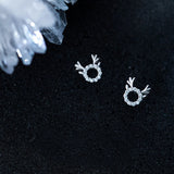 925 Silver Elk CZ Stud Earring Christmas Gift